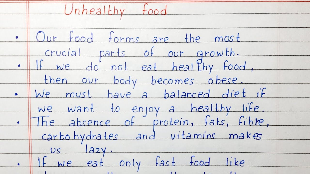 healthy and unhealthy food essay for grade 2