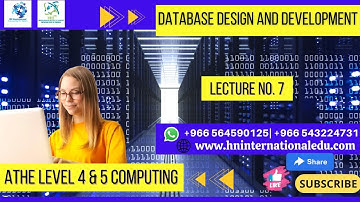 Database Design and Development Lecture No. 07 ATHE Level 4 & 5 Computing