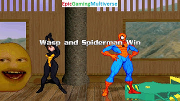 Spider-Man And Wasp VS Jailbot The Security Robot And Annoying Orange In A MUGEN Match / Battle