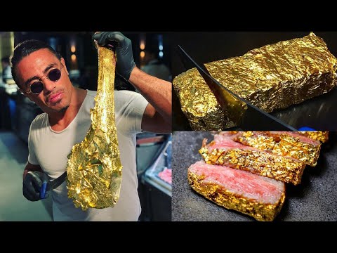 24K Gold Tomahawk Steaks - Salt Bae Steakhouse