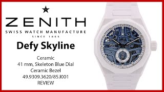 ▷ Zenith Defy Skyline Skeleton White Surfer Ceramic Blue Dial
