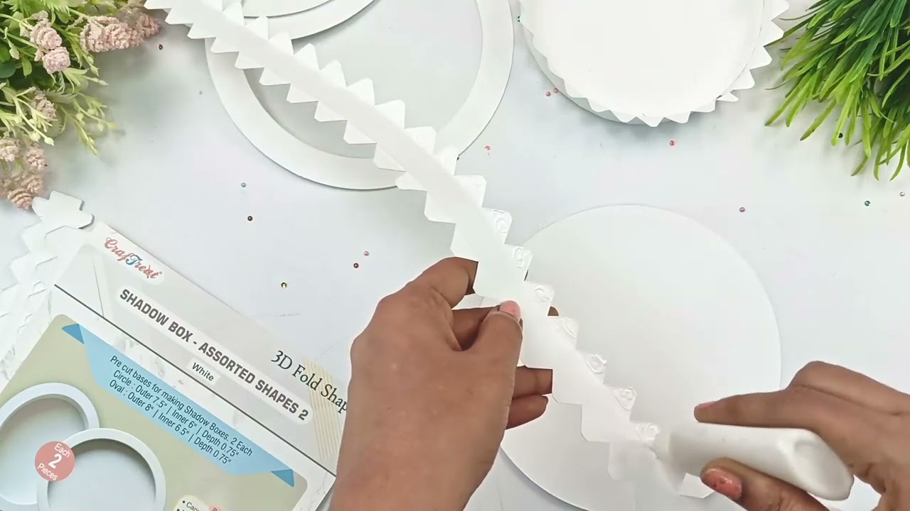 How to Make a 3D Fold Shapes Shadow Box (White Circle) | DIY Craft Tutorial with CrafTreat ✂️✨