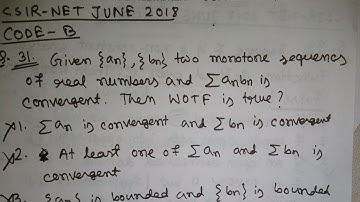 Csir Net June 2018 Mathematics question on real analysis part be Q 31 booklet code B