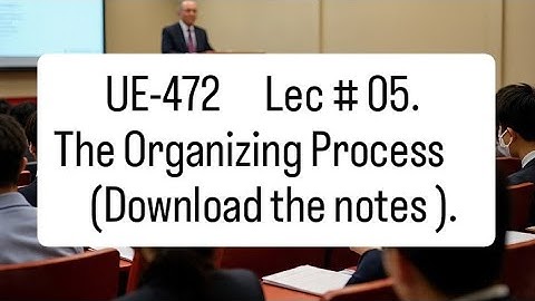 Lecture# 05, The Organizing Process