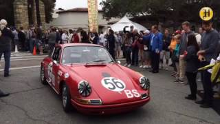 Porsche's get a police escort during their arrival in Carmel for Concourse on the Ave #ClassicCarWee