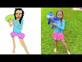 Nastya and dad funny drawing meme  nastya playing with big toy