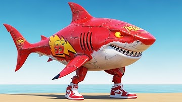 Lightning McQueen Shark Transformation | 3D Animation