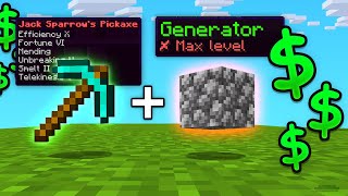 OP PICKAXE + MAX LEVEL GENERATOR is INSANE! | Minecraft Skyblock (Bedrock/Java Server IP)