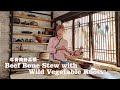 Beef Bone Stew with Wild Vegetable Roots|Muslim Chinese Food | 后院挖的野菜根加牛骨炖一锅，香