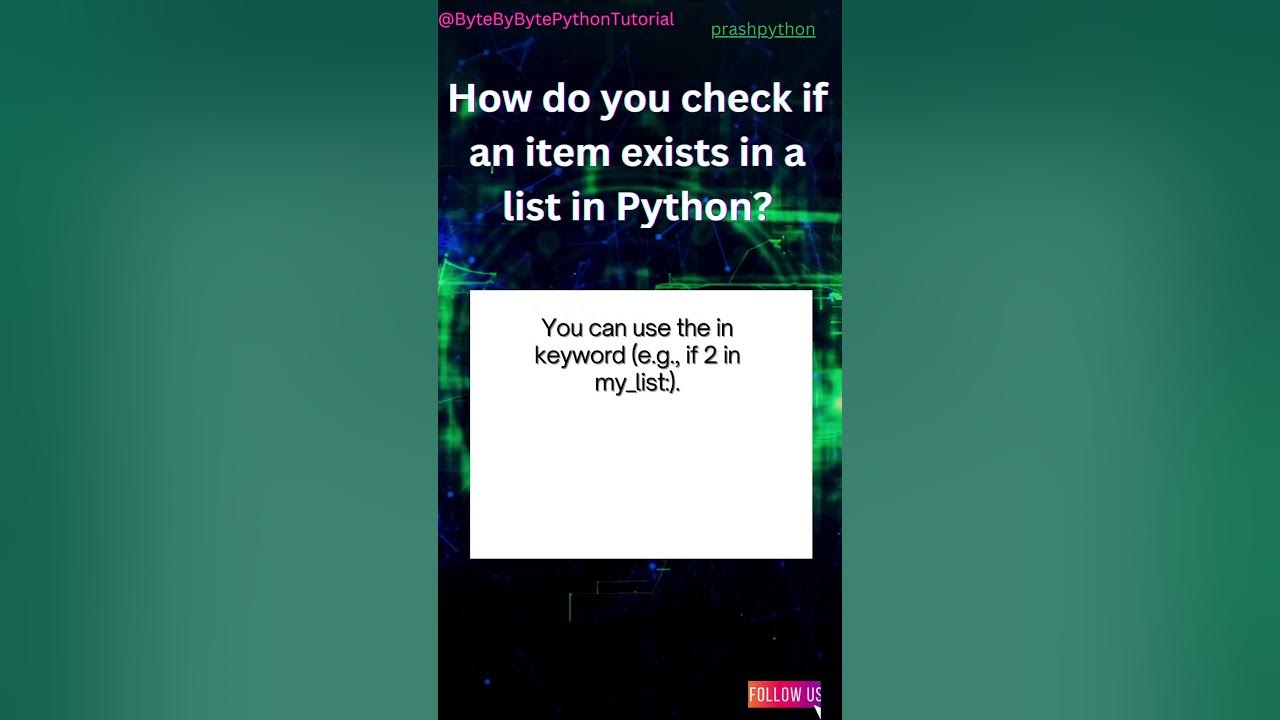 How do you check if an item exists in a list in Python?#Python #Lists# ...