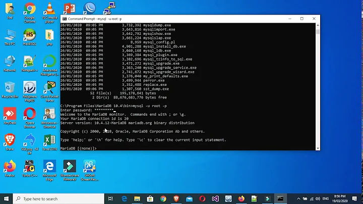 Using command prompt to open mariadb database for beginner's