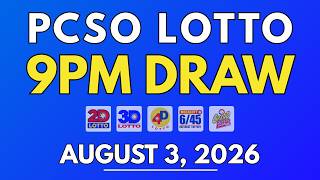 PCSO Lotto Result Today August 3, 2026 | 9PM LIVE Results