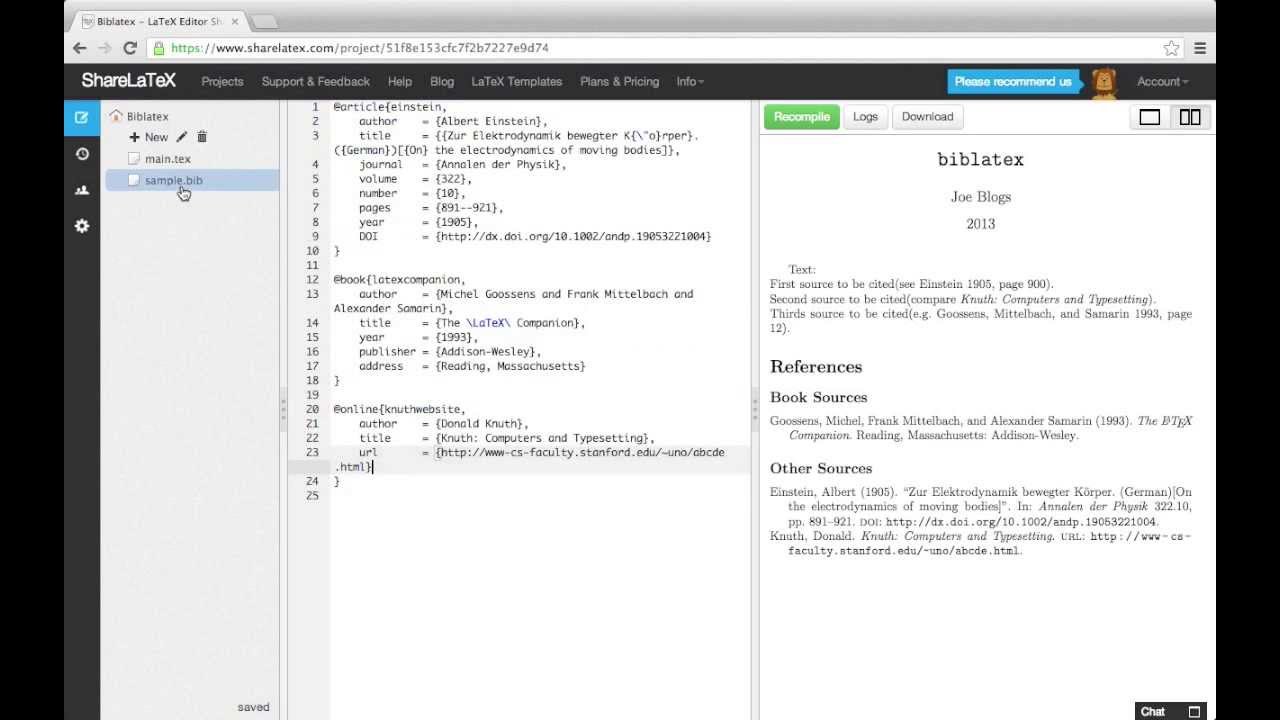 Getting Started With Biblatex Overleaf Online Latex Editor