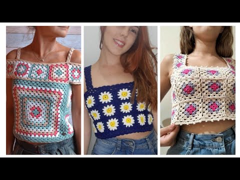 Attractive and style crochet patterns crochet Granny Croptop Blouse ...