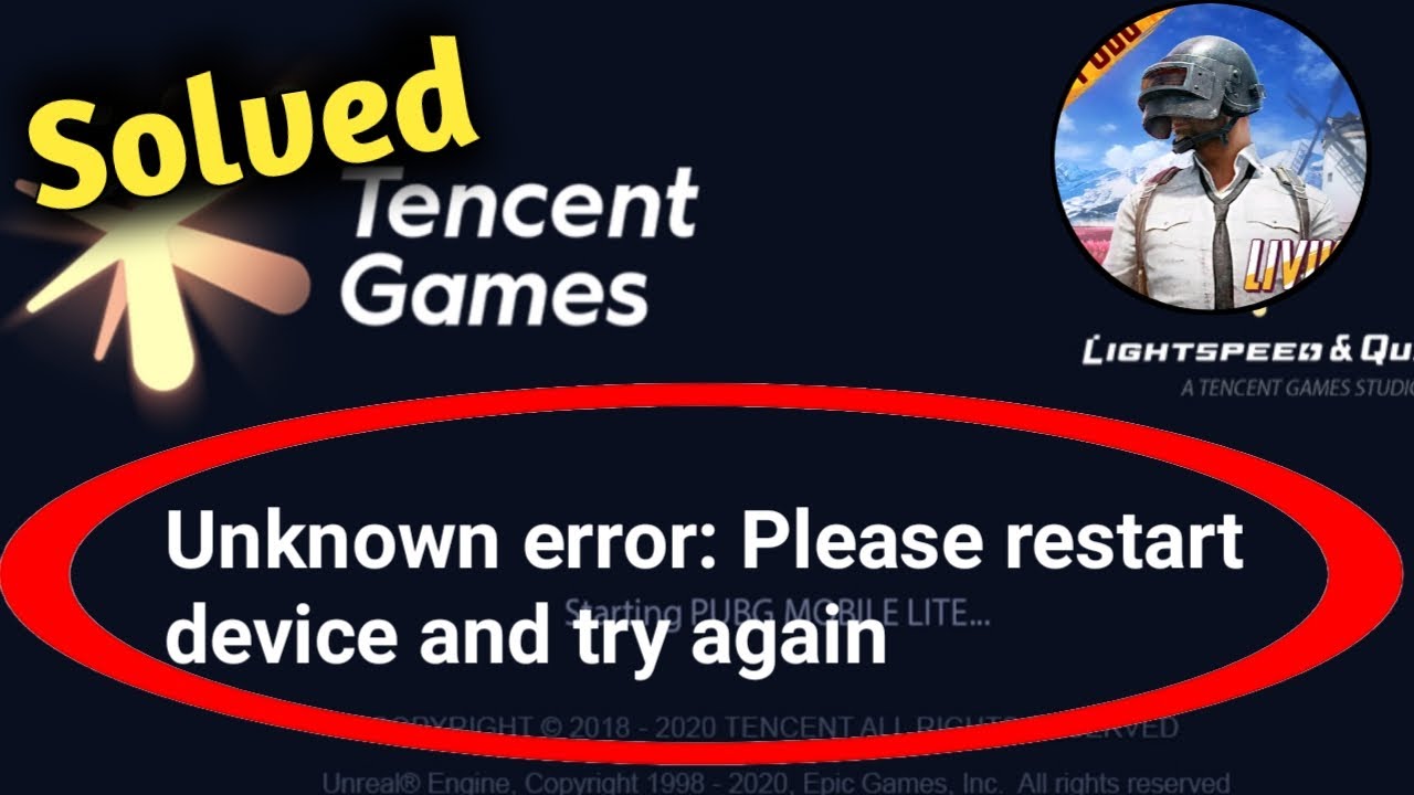 Pubg Unknown Error Please Restart Your Device Problem Solved Youtube