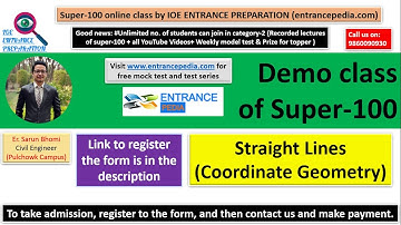 Demo class | Straight Lines | Coordinate Geometry | Er. Sarun Bhomi | Super-100 | entrancepedia.com