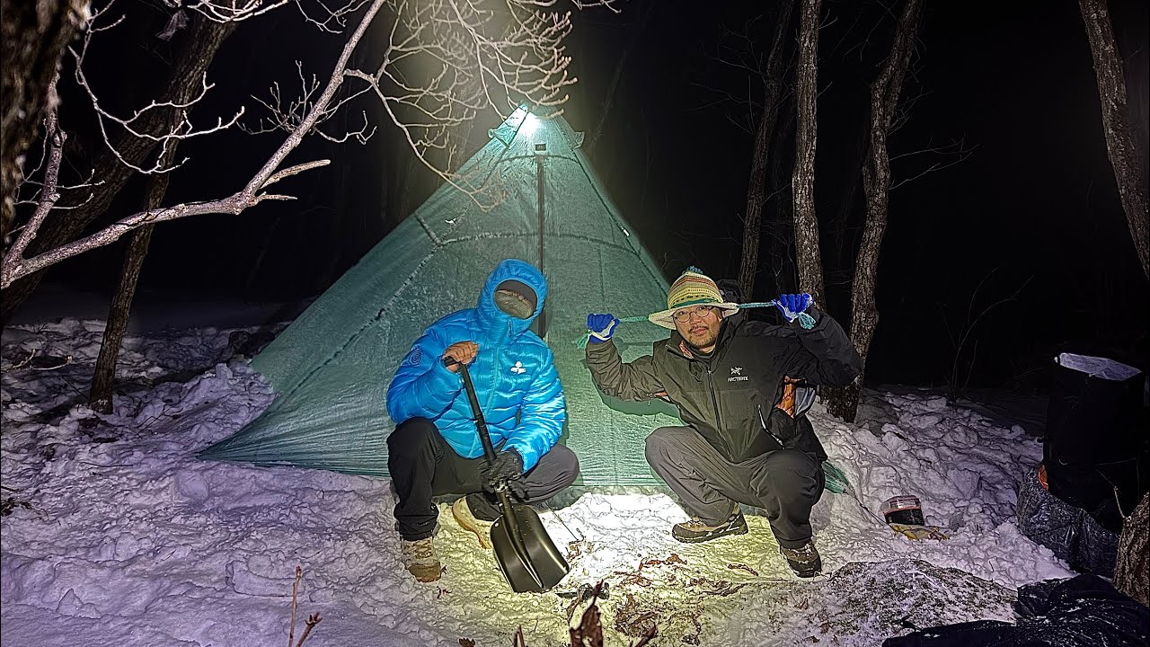 [4K]백패킹 눈보라가 휘몰아쳐도 텐트 피칭은 멈추지않아 대덕산