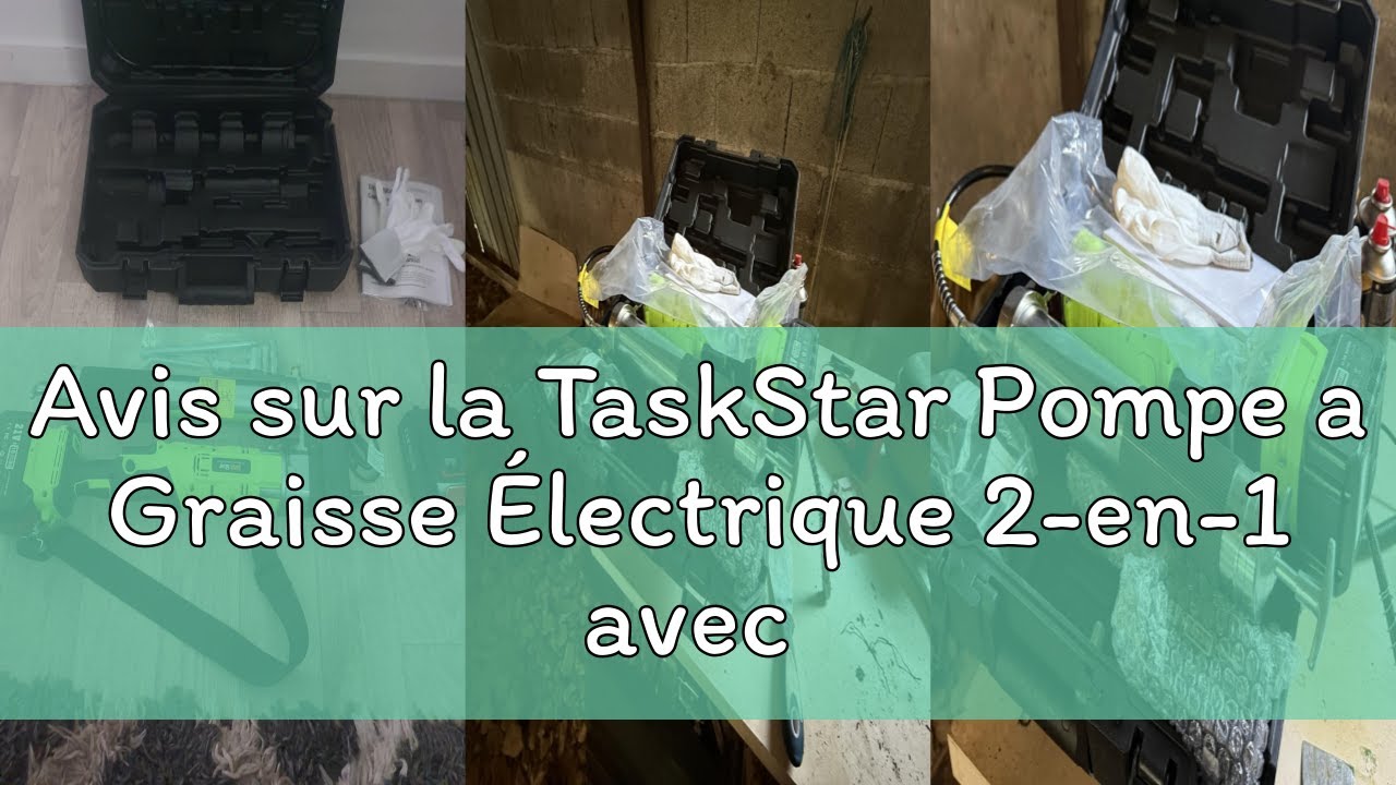 Pompe à Graisse Électrique TaskStar 2-en-1 - Sans Fil, 2 Batteries 4000mAh, Tuyau Flexible Et LED - Pour Tracteur, Camion, RV