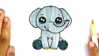 Cara Menggambar Gajah Lucu How To Draw Cute Elephant