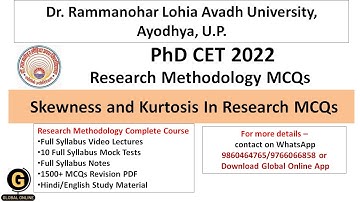 Avadh University PhD CET 2022-23 Research Methodology MCQs|Skewness and Kurtosis In Research MCQs|