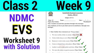 NDMC Class 2 EVS Week 9 Worksheet 9 (28/7/21) || worksheet 9 Class 2nd evs week 9 solution