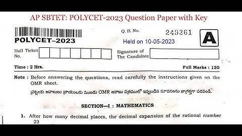 AP POLYCET 2023 Paper Key with solution  | ap polycet 2023 answer key | AP Polycet 2023 KEY