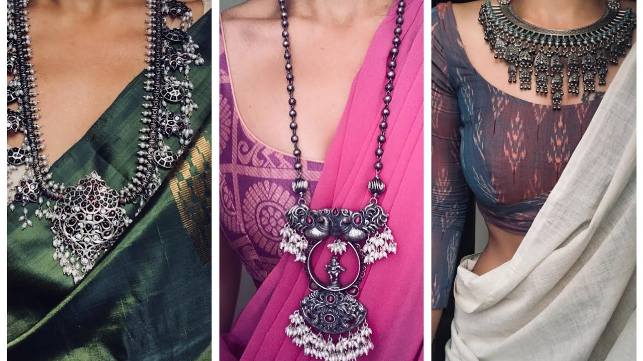 SILVER JEWELLERY FOR SAREES #Silverjewellery designs // Saree jewellery