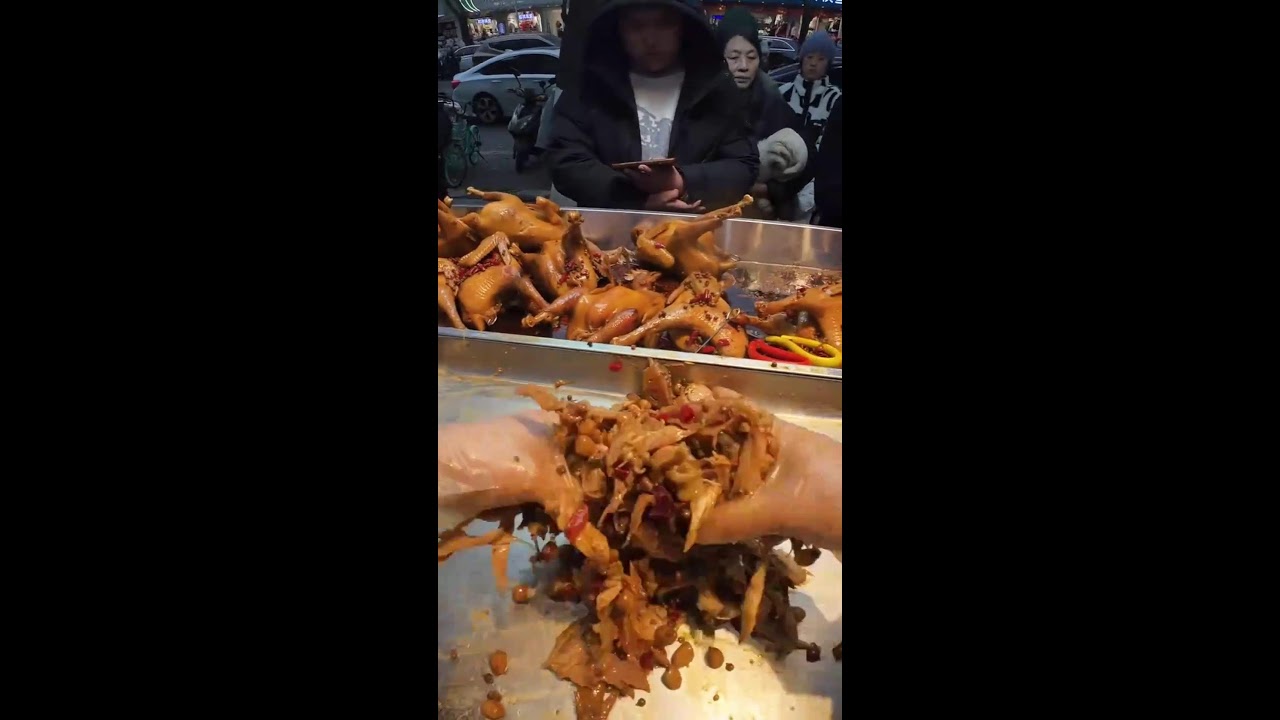 Uncut POV | Hand-Shredding Spicy Chicken & Mixing Peppers | Real-Time Vendor Rhythm