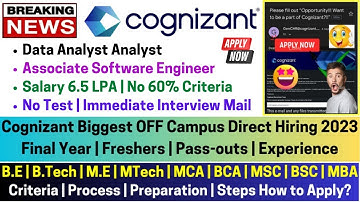 Cognizant Biggest 2nd Phase OFF Campus Direct Hiring Started 2023-2018 Batch Salary 7 LPA Don
