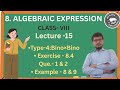 Lecture -15 | Ex-8.4 Q.1 &amp; 2 | Example-8 &amp; 9 Chapter -8 | Algebraic Expression #class8thmath #class8