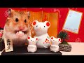 【子年元旦】リアルハムスターで年賀状作ってみた