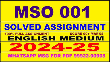mso 1 solved assignment 2024-25 | mso 1 solved assignment in english 2025 | mso 1 2024-25