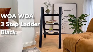 WOA WOA Step Ladder 3 Step Folding,  Step Stool for Office, Household, Library, Black