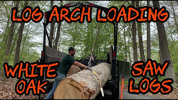 #103 Loading White Oak Saw Logs with Dump Trailer & Log Arch for the Sawmill