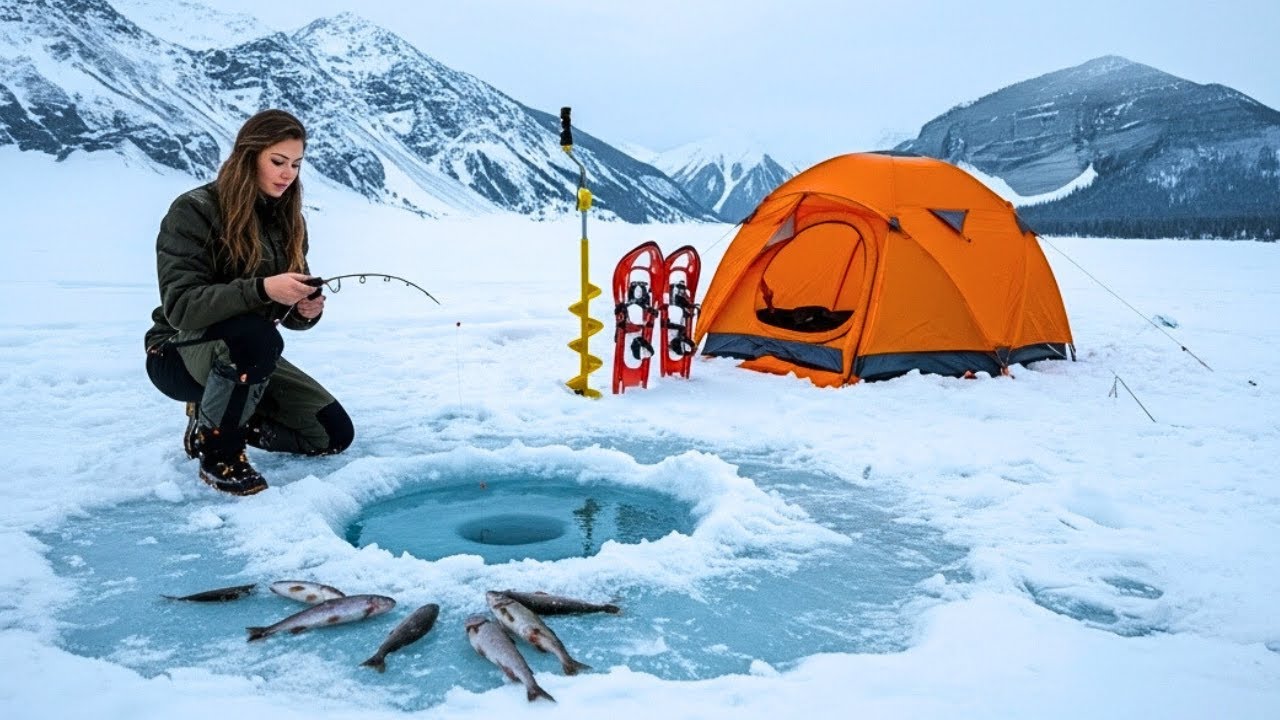 Girl’s Extreme Cold Survival: Testing a Ice Fishing in Deep Snow