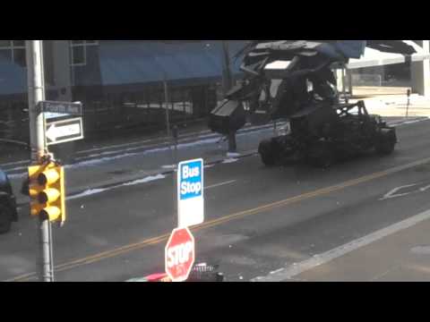 Filming of The Dark Knight Rises in downtown Pittsburgh on 8/12/2011. This take they drove quite a bit faster.