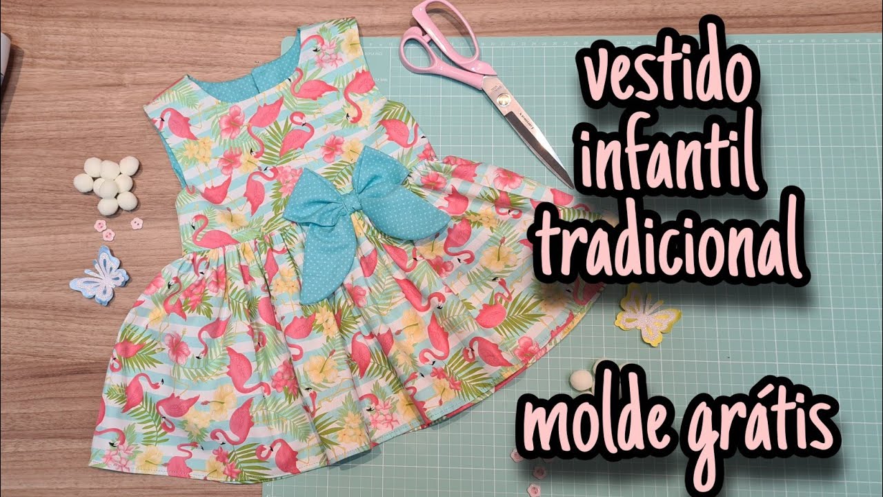 Vestido infantil tradicional para iniciantes -molde grátis