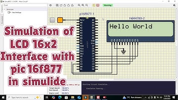 Simulation of 16*2 lcd interface with pic microcontroller in simulide | lcd with pic16f877 with pic