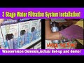 UNDER THE SINK,3 STAGE #WATER FILTER SYSTEM INSTALLATION/WASSERNISON OSMOSIS,ACTUAL SET-UP AND DEMO.