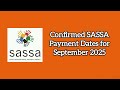 SASSA Payment Dates for September 2025