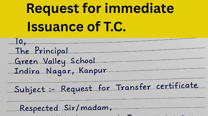 Request for Immediate Issuance of Transfer Certificate Due Health Issues |TC writing in English 2025