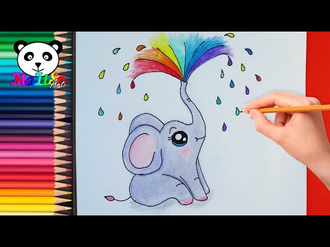 Как нарисовать слоника, слона, слоненка Рисуем и раскрашиваем | How to draw an Elephant with rainbow