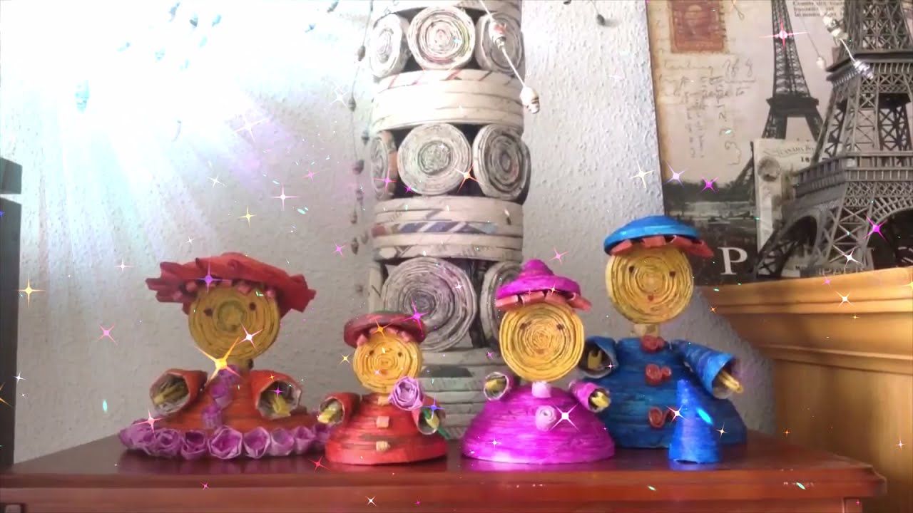 DIY make newspaper dolls / Dolls parade. Happy family doll from