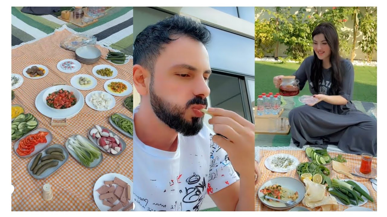 نوروعصام   كل العيله عم يفطر  فطو  ملوك😋بحديقة الفيلا 