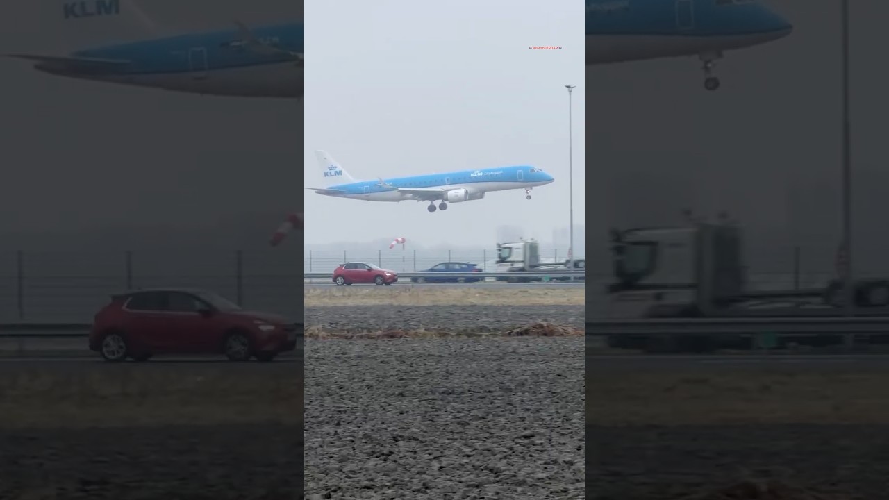 EMBRAER E190STD KLM FRANKFURT TO AMSTERDAM LANDING SCHIPHOL AIRPORT PHEZM #aviation #automobile
