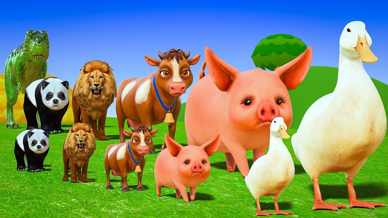 Happy New Year 2026✨Sweet Long Slide Game With Cow Elephant Gorilla Hippo Tiger Funny 3d Animal Game