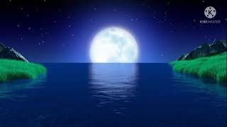 Sleep Music With Ocean and Jungle Sound - Relaxing Blue Screen Scene - Ocean and Full Moon.