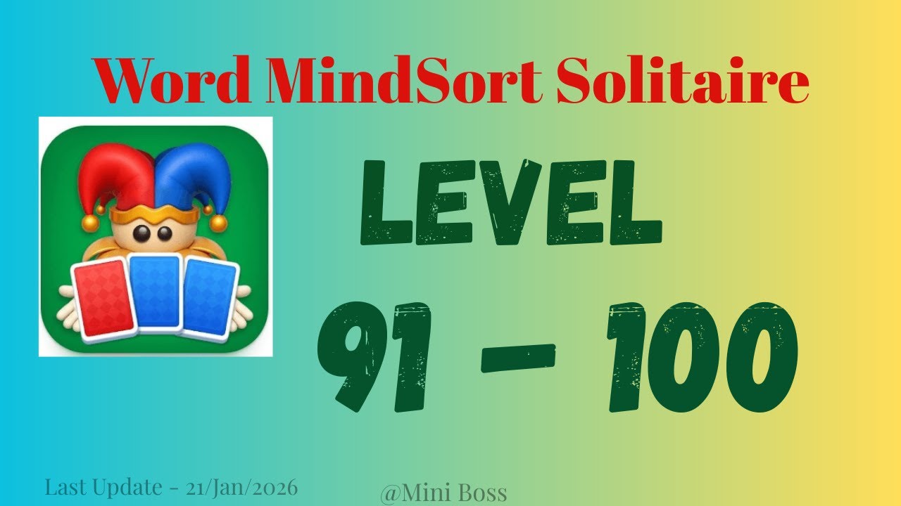 Word MindSort: Solitaire | Level 91 to 100 Answers | Word Card Puzzle Challenge