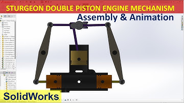 SolidWorks Assembly & Motion Animation #2 | Sturgeon Double Piston Engine Mechanism