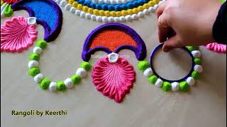 Simple Rangoli Design L Easy Rangoli L  Diwali Rangoli Designs With Colours L Muggulu #Love Feb 14Th